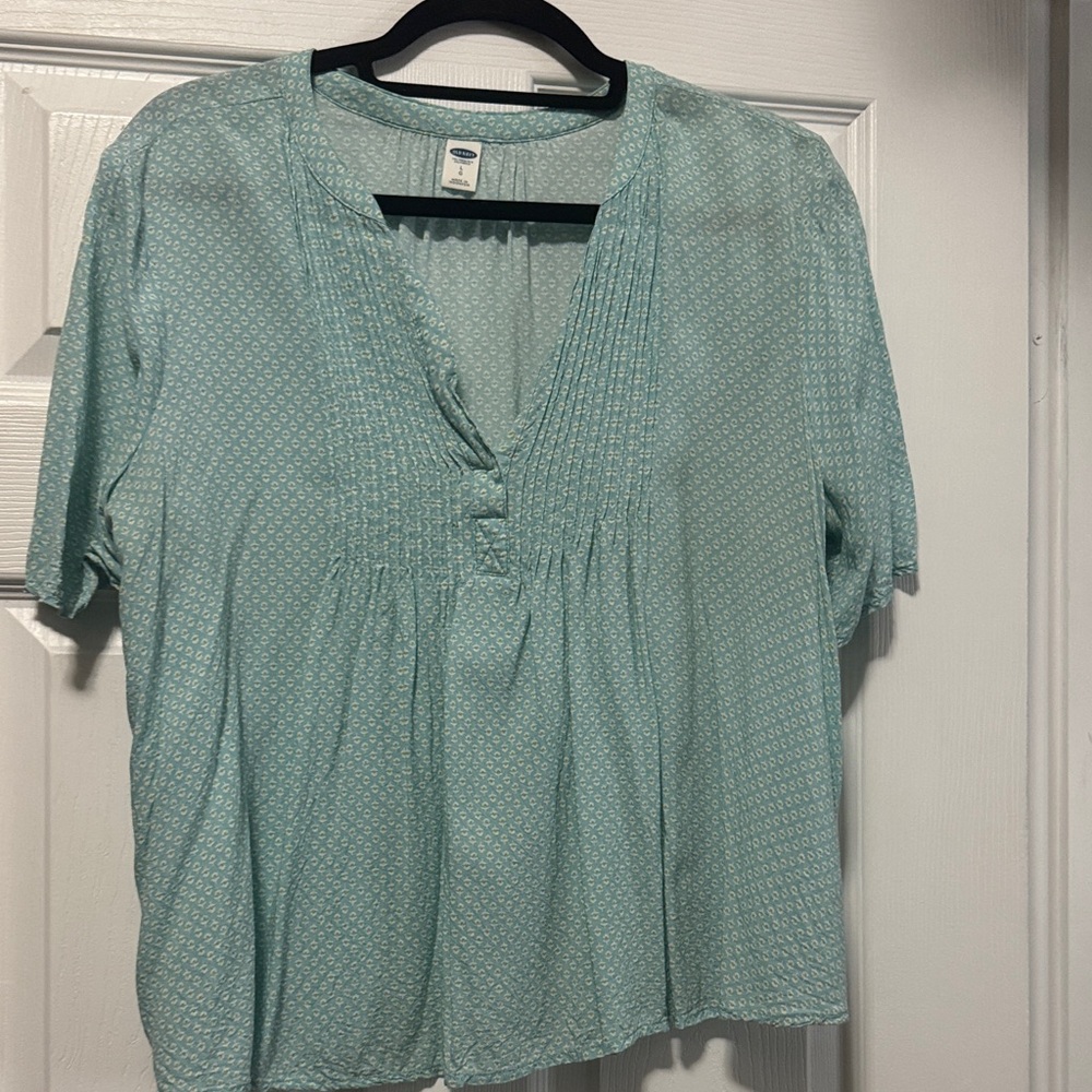 Old Navy Teal Patterned Blouse
